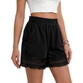 thumbnail image 3 of MOSHU High Waisted Shorts for Women Cotton Lounge Shorts Dressy Lace Trim Summer Beach Pants with Pockets, 3 of 8