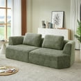 thumbnail image 2 of PORKISS 98.4" No-Assembly Sofa for Living Room, 3 Seater Sofa with Extra Deep Seats, Comfy Upholstered Couch for Living Room, 2 Pillows, Chenille Green, 2 of 10