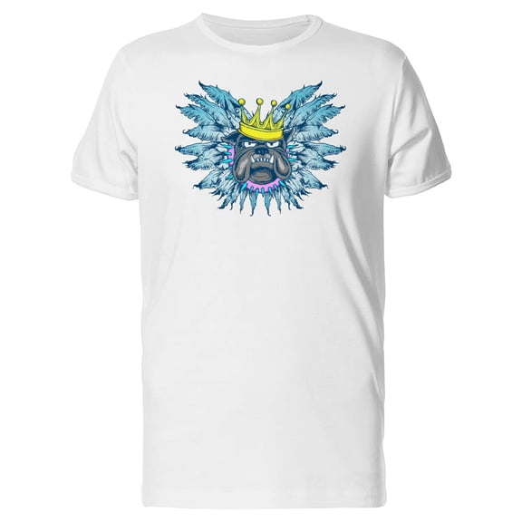 Bulldog King With Blue Feathers T-Shirt Men -Image by Shutterstock, Male 4X-Large