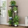 thumbnail image 3 of Seamika Plant Stand 4 Tier 5 Potted Indoor,Metal Plant Shelf for Multiple Plants,Iron Flower stand for Window Living Room Corner,Black Oak, 3 of 7