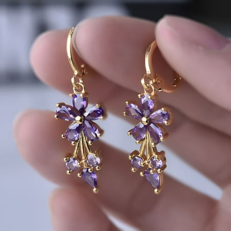 DESIGNICE Clip on Earrings for Women, Flower Sparkly Crystal, Elegant Cubic Zirconia Piercing Earrings