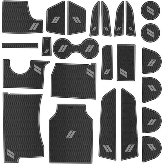 Fits Dodge Charger Accessories 2015-2023, Cup Holder Insert Center Console Shifter Liner Trim Interior Door Pocket Mats Pad (24pcs Set, Gray Trim)