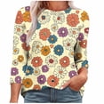 thumbnail image 2 of 3/4 Length Sleeve Women Tops Crew Neck Blouses Dressy Casual Summer T Shirts Loose Fit&nbsp; Yellow XL, 2 of 5