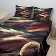 thumbnail image 2 of Ambesonne Outer Space Fitted & Top Sheet Set with Shams, Nebula Planet Cloud, Dried Rose Ivory, 2 of 8