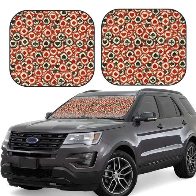 Saiise Poker Chips for Foldable Car Sun Shades (2-Pack) Offer Sun Protection with an Easy-fold Design for Convenient Windshield Shading-Small