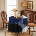 thumbnail image 5 of Abstract Round Round Tablecloth 60 inches Visual Art Blue Black Square Stitching Waterproof Oil-Proof Table Cloth Round Table Cover for Holiday Party Picnic Dinner Decor Indoor and Outdoor Use, 5 of 9