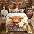 thumbnail image 2 of Erosebridal Highland Cow Print Full Size Comforter Sets, Lavender Daisy Blossoms Bedding Sets, 2 of 6