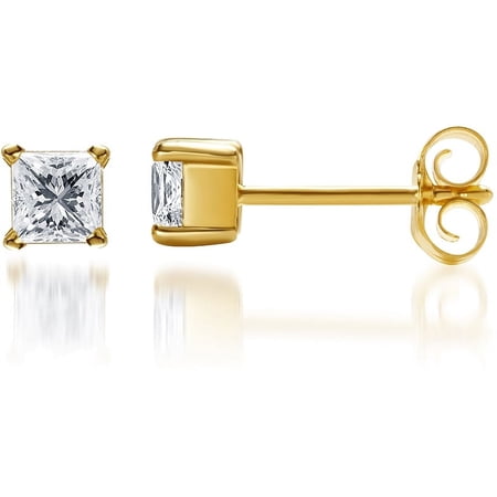 Arista 1/2 Carat T.W Princess-Cut Diamond Gold Tone Sterling Silver Stud Earring