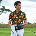 thumbnail image 5 of Balery Halloween Skull Printed Men’s Short Sleeve Polo Shirt, Midweight Men's Shirt,Golf Polo shirts -Large, 5 of 8