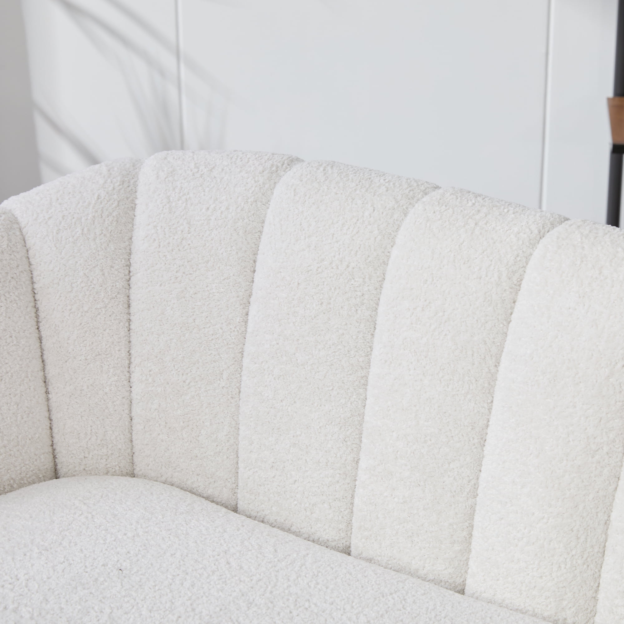 Jopath Mini Loveseat Accent Couch with Metal Legs, Channel Tufted 2-Seater Sofa for Living Rooms Bedrooms Dorm Studio Office Small Spaces Ivory