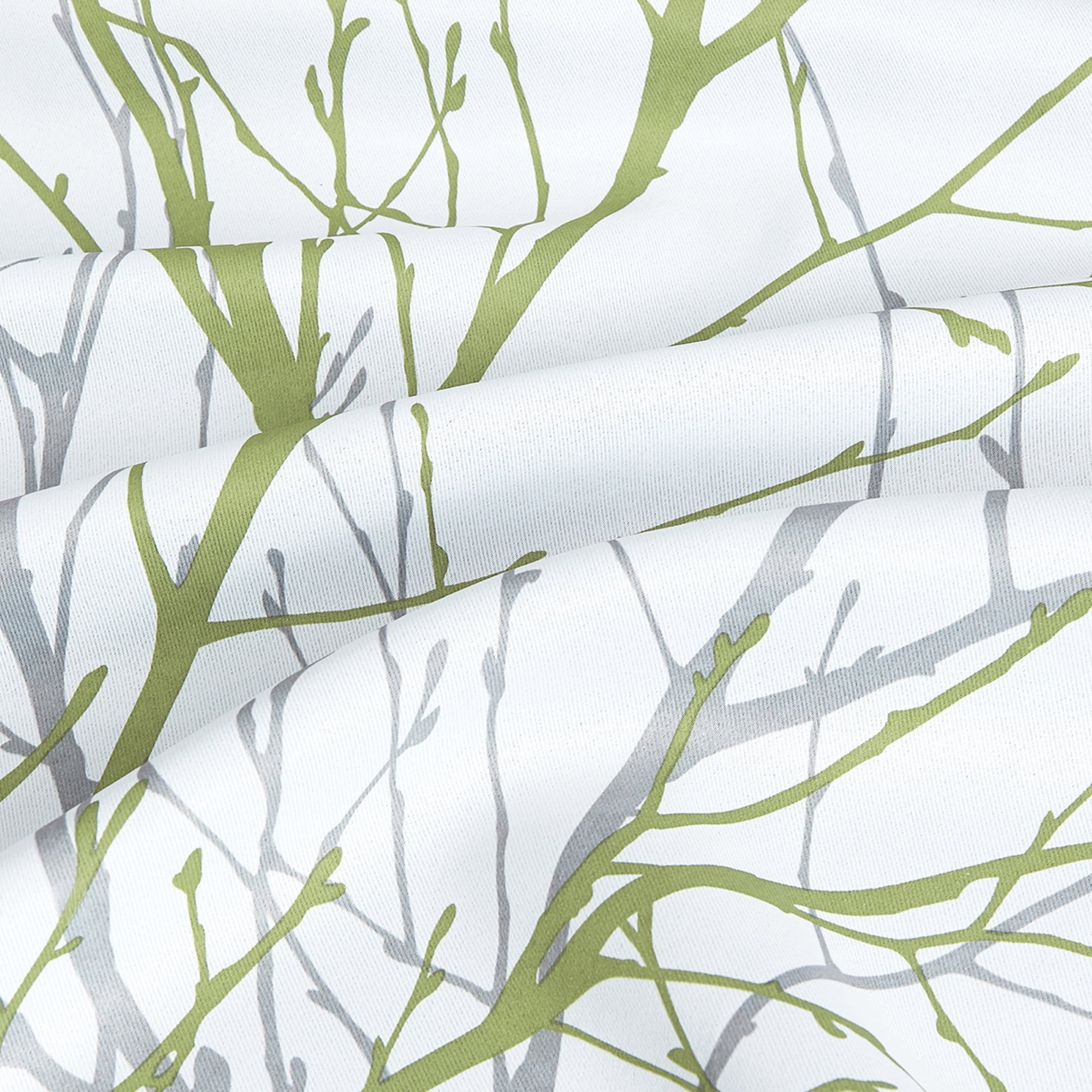 Decoultimatex Green Gray Branch Blackout Curtains for Bedroom Triple Weave Energy Saving Full Blackout Window Curtains for All Seasons, 52"x96"x2