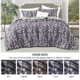 thumbnail image 4 of Lanco 3 Piece Grayish Purple Comforter Set, Queen Size Solid Microfiber Print Bedding Set, All Season Leaves Bedding, 4 of 8