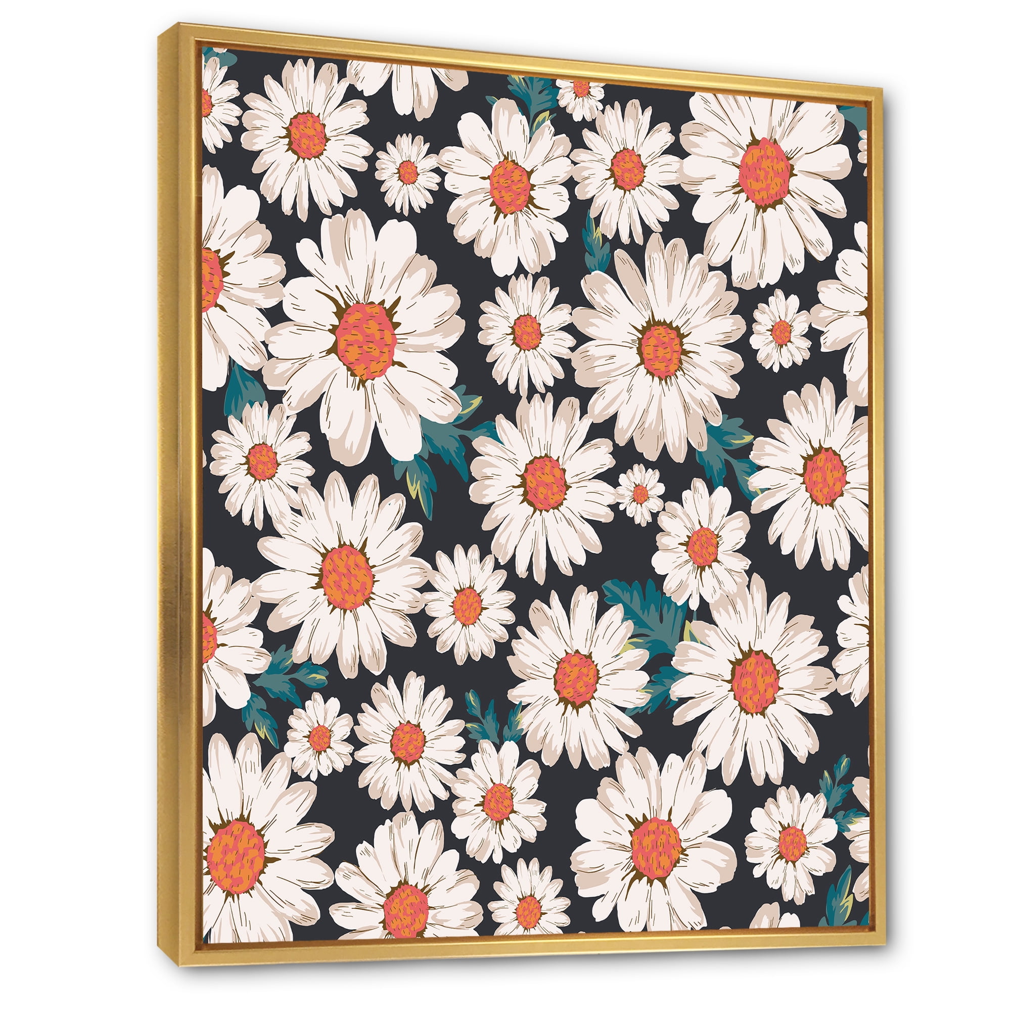 Designart 'Prolific of White Daisy Flowers' Traditional Framed Canvas Wall Art Print