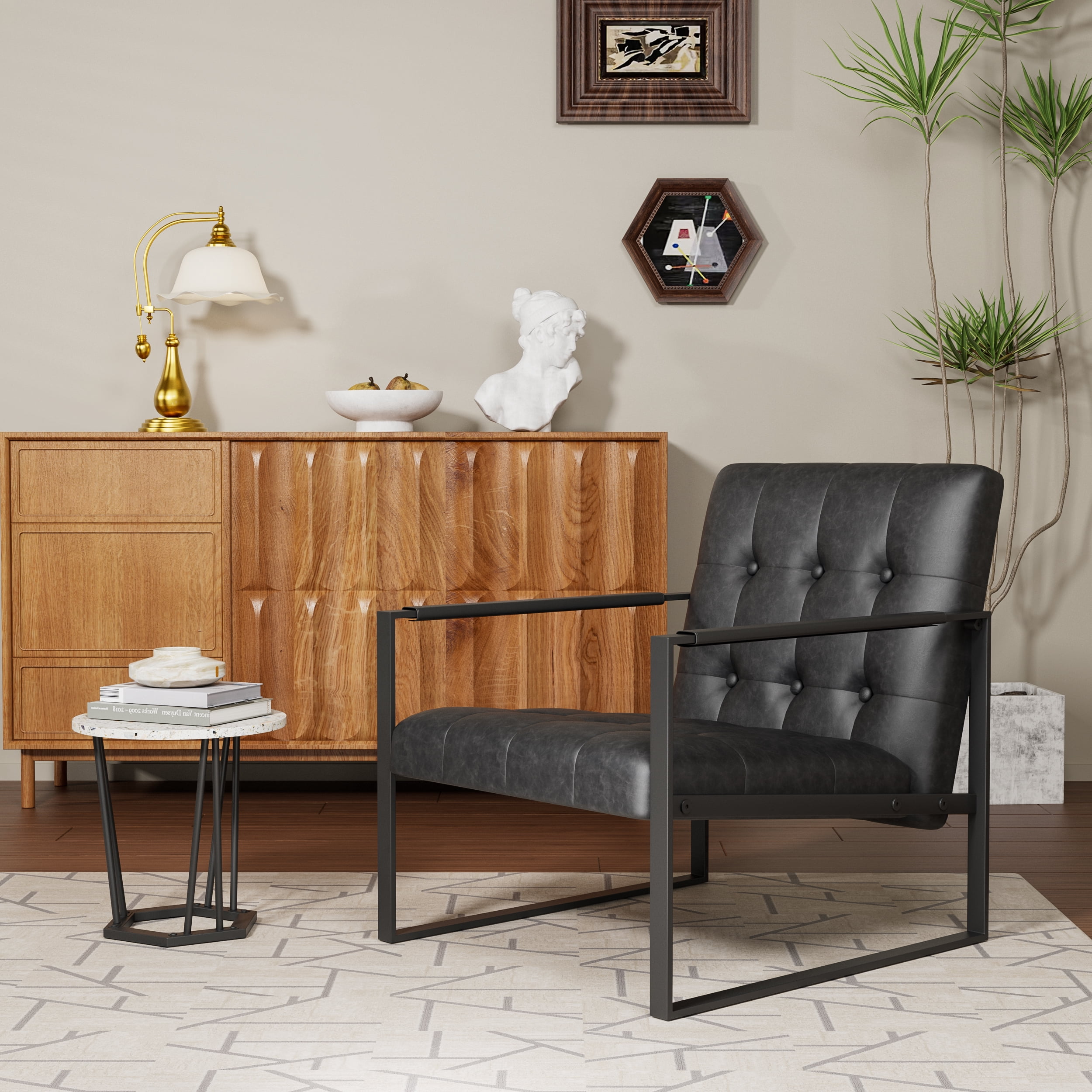 Modern Accent Chair,PU Upholstered Accent Chair Armchair Sofa Chair for Bedroom,Living Room,Office,