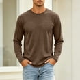 thumbnail image 2 of Yongwang Men Long Sleeve Lounge Shirt Crew Neck Shirt Casual Soft Basic Athletic Fit Tees for Home Gym, 2 of 9