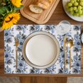 thumbnail image 4 of Blue Floral Placemats Set of 6, Abstract Watercolor Flower Leaf Plant Placemats for Dining Table, Place Mats for Kitchen Tabletop, Waterproof Wipeable Dining Table Mats Set, 4 of 9