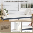thumbnail image 6 of Upgraded A-cacia Wood Porch Swing, 2-Seat Outdoor Patio Swing Chair Bench with Cushion, Pillows and 10.8ft Hemp Ropes for Garden, Yard, Gray, 6 of 7