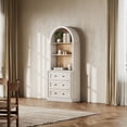 thumbnail image 6 of CHIC HOUSE 77" Arched Storage Cabinet with Hutch, Kitchen Pantry Cabinet with Drawers & Shelves, Bookcase Storage Cabinet, Buffet Sideboard Coffee Bar Cabinet for Living Room, White, 6 of 14