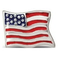 thumbnail image 2 of Reflection Beads Sterling Silver Enameled 2-Sided USA American Flag Charm, 2 of 5