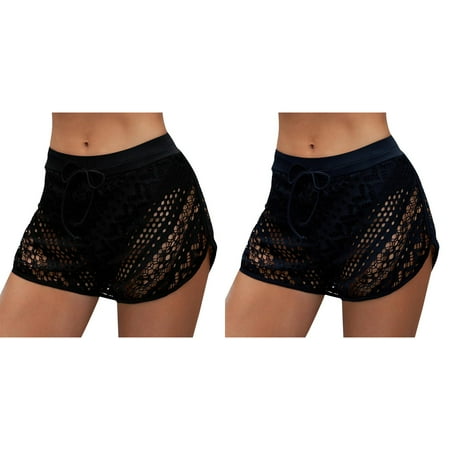 (2-Pack) 2025 New Women Plus Size Bottom Leopard Bathing Suits for Women Plus Running Swimwear Beach High Lace Swim Shorts Beach Bikini Waist Briefs Shorts Bikini Swim Tankini Bottoms