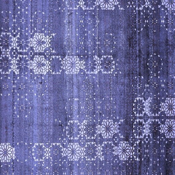 Ahgly Company Machine Washable Indoor Square Abstract Blue Modern Area Rugs, 5' Square