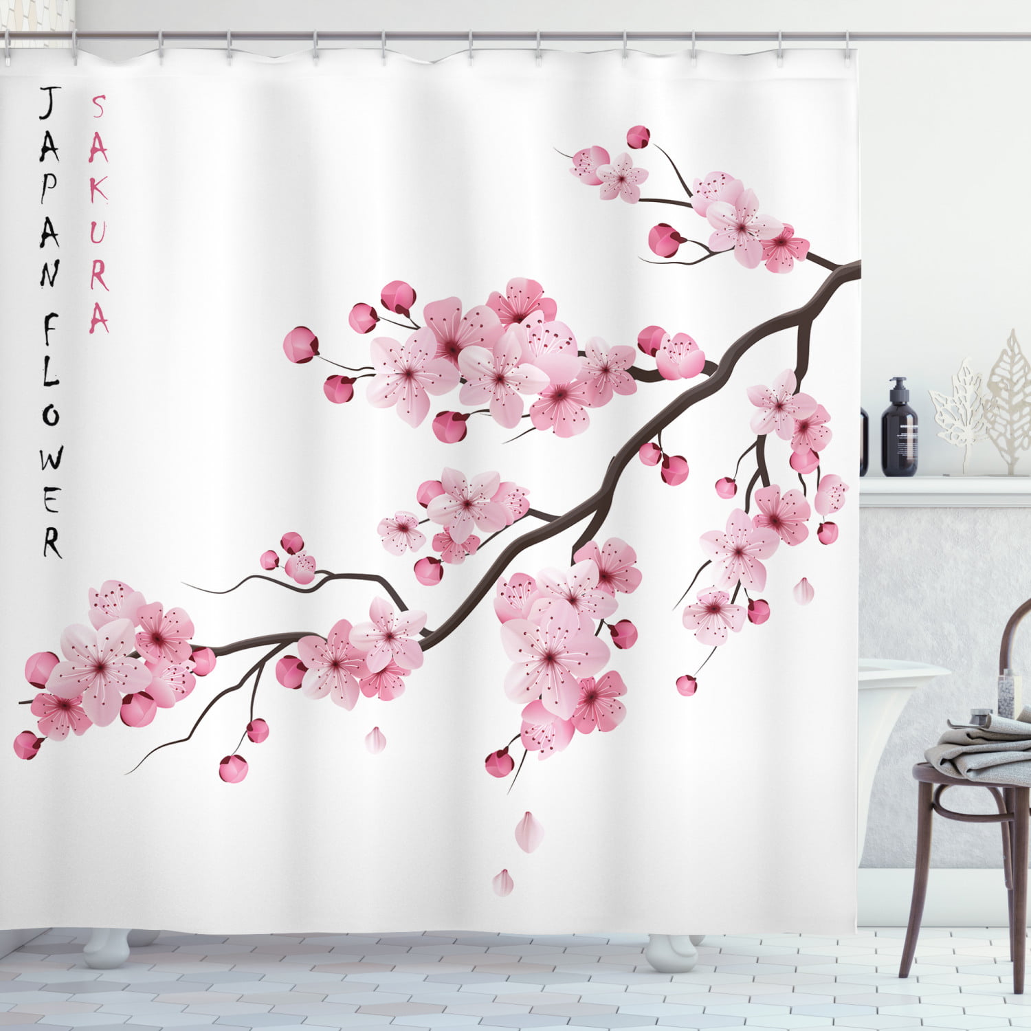 Details about   Boho Shower Curtain Asian Elements Floral Print for Bathroom 
