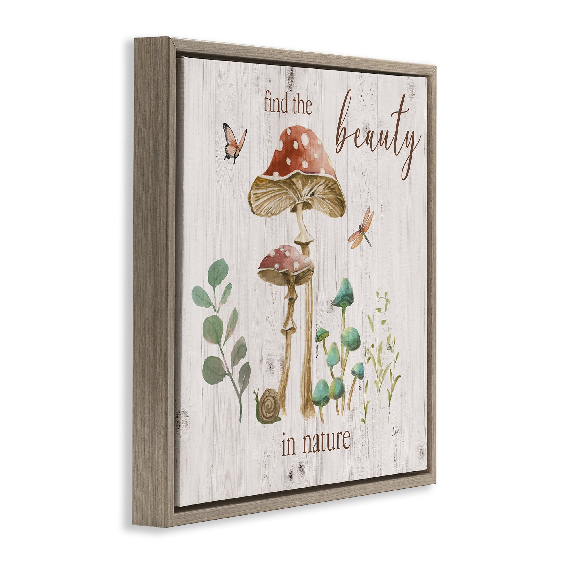 Stupell Industries Find Beauty In Nature Plants & Flowers Painting Brown Floater Framed Canvas Art Print Wall Art, 18 x 18