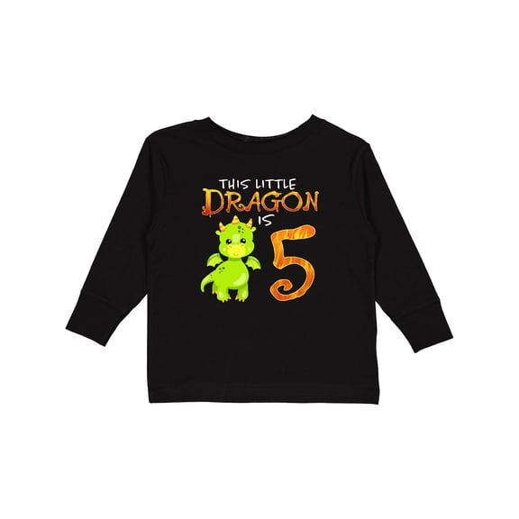 Inktastic Dragon 5th Birthday- turning five Boys or Girls Long Sleeve Toddler T-Shirt