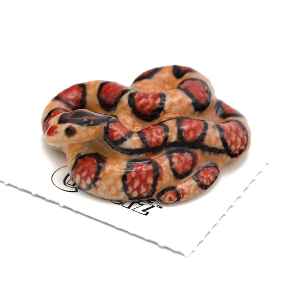 Little Critterz Snake - Corn Snake "Checkers" Reptile - Hand-painted Home Decor Reptile Decorative Figurine - Miniature Porcelain Figurine