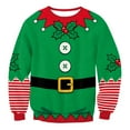 thumbnail image 3 of Men Christmas Sweatshirt Xmas Couple Crewneck Long Sleeve Classic Fit Sweatshirt with Fun Pattern Print Winter Men Sweatshirt Green L, 3 of 9