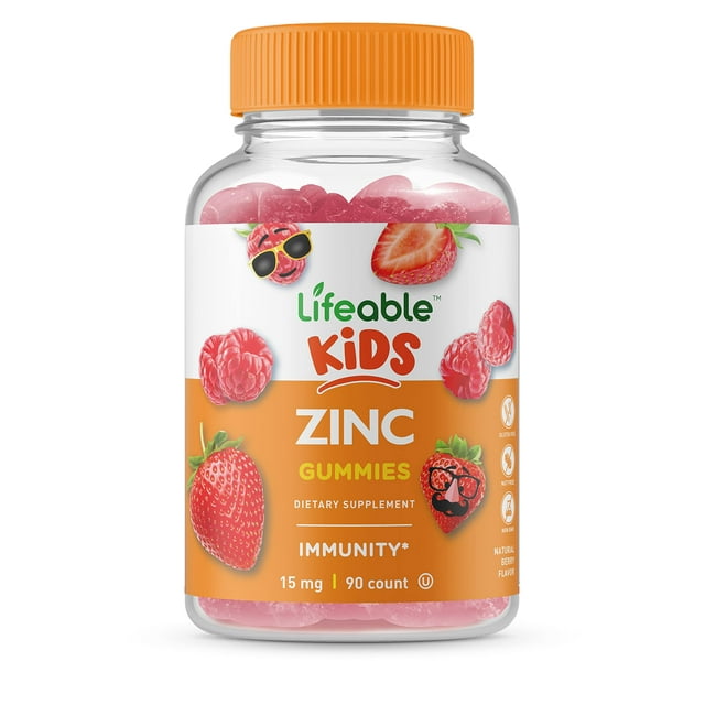 Complementa las gomitas Lifeable Zinc Kids de 15 mg con sabor a bayas