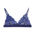 thumbnail image 1 of Women‘s Lace Wireless Deep V Neck Bra Full Coverage Wire-Free Plus Size Bra Dark Blue, 1 of 4
