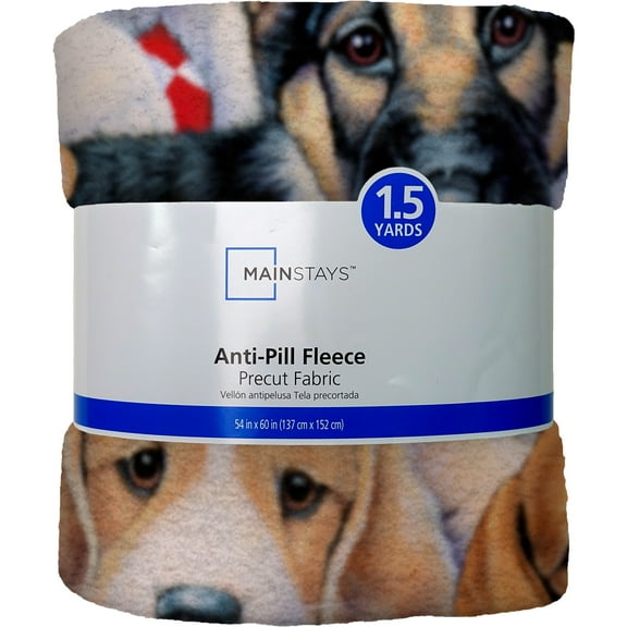 Mainstays 58" x 1.5 yard Lux Anti-pill Fleece Garden Puppies Fabric Precut, Multi