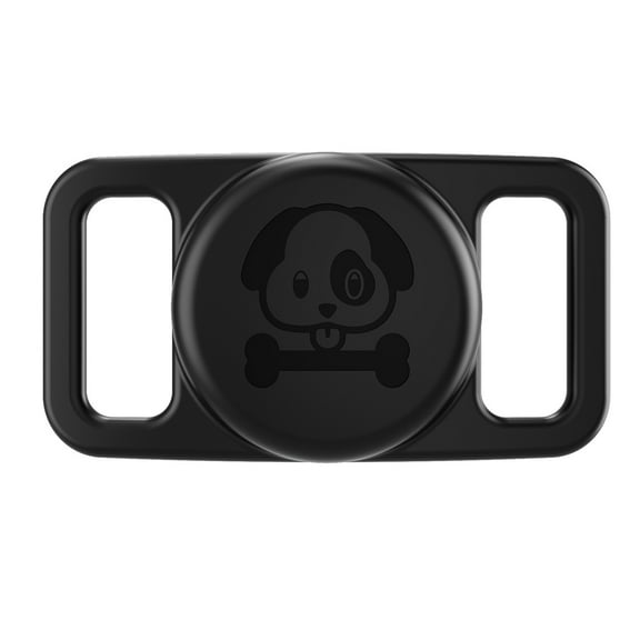 Yibooy For Apple Airtag Silicone Case Waterproof Dog Collar Holder for AirTag (Black)