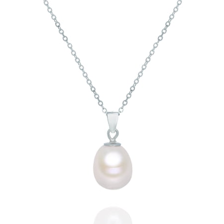 YONGMAN Handpicked AAA+ Freshwater Cultured Single Pearl Pendant Necklace Includes 925 Sterling Silver Oval Chain and Gift Box Jewelry for Women