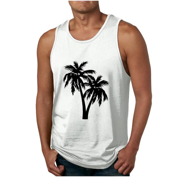 Camisetas de Tanque de los Hombres Tanque de los Hombres Incolor Gradiente de Impresión Cuello Redondo Correa Delgada Fuga Atrás Regular Casual Deportes Blusas de Tanque