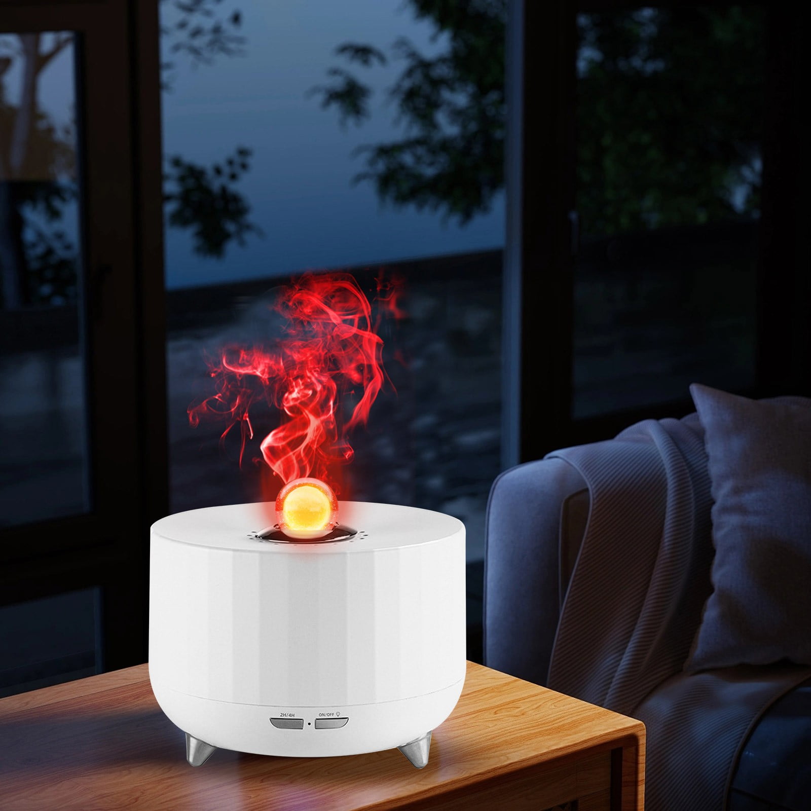 Qholemyo Small Humidifier Simulated Flame Aromatherapy Machine High Frequency Nebulizing Cool Light Effect Cool Mist Device For Bedroom And Living Room Home Goods