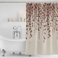 thumbnail image 2 of Polyester Fabric Brown Eucalyptus Leaves Shower Curtain, Spring Leaves Plants Country Beige Waterproof Bathtub Curtain Bathroom Decor Set with Hooks 72 x 72 Inches, 2 of 6