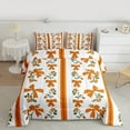 thumbnail image 3 of Manfei Vintage Orange Bowknot Queen Comforter Set for Girls, Mid Century French Flower Bedding Sets, Stripes Abstract Reversible Bedding Comforter Set, Super Cozy Room Decor, 3 Pieces, 3 of 9