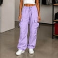 thumbnail image 2 of Womens Baggy Parachute High Waist Cargo Pants Multi Pocket, Elastic Waist, Adjustable Hem, Lightweight, Hiking Trousers, for Streetwear Travel Running,Outdoor, 2 of 6