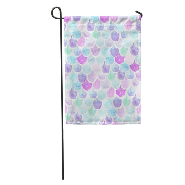 JSDART Sirène Rose Aquarelle Échelles Bleu Modèle Abstrait Lumineux Poisson Main Jardin Drapeau Décoratif Drapeau Maison Bannière 28x40 Pouces