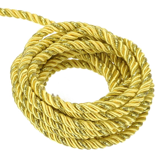 Uxcell Twisted Cord Trim, Twine Braided Rope Thread String 1Pc Dark Gold, Gold 5mm x 15m