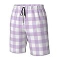 thumbnail image 6 of Uemuo Purple Checkboard Pattern Men's Swim Trunks Hawaiian Beach Bathing Suit Swimsuits Beach Quick-Dry Shorts with Pockets-Medium, 6 of 9