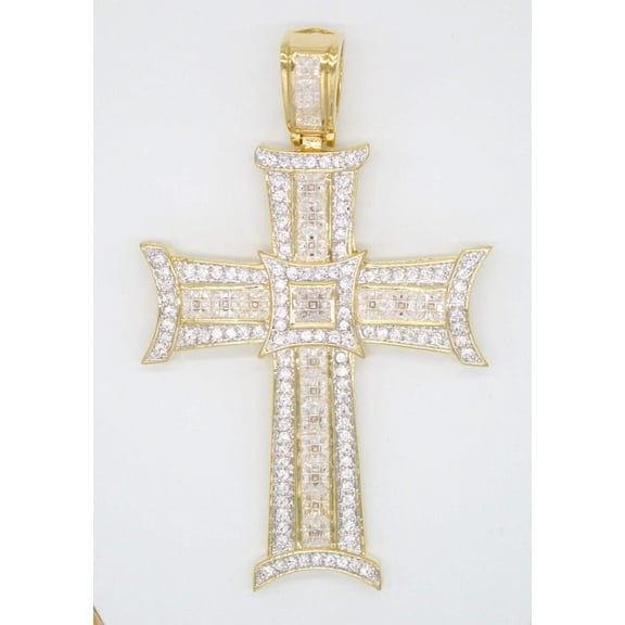 Gold Filled Giant Pavel Cross Pendant with CZ (A109)