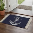 thumbnail image 2 of Area Rug with Tassels 2' x 3', Nautical Anchor Navy Blue Kitchen Runner Rug for Hallway Bedroom Throw Rugs, Ocean Coastal Style Soft Door Mat for Bathroom Entrance Living Room, 2 of 9