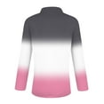thumbnail image 5 of WTOBBY Women's Ombre Print Polo Shirt - Long Sleeve Casual V-Neck Zipper Detail Tops for Women, Spring Fall Fashion Comfort Stretch Gradient Design,Pink XL, 5 of 7