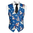 thumbnail image 5 of Yuyamidu Blue Christmas Mens Suit Vest Business Snowman Casual Dress Waistcoat Vest Size L Xmas Tree Formal Wedding Vests for Suits or Tuxedo, 5 of 7