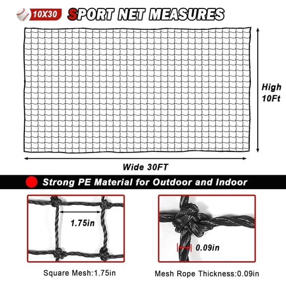Durable PE Baseball Softball Backstop Net for Sports Training & Practice