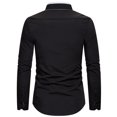 thumbnail image 1 of Camisas De Vestir Para Hombre Camisa con cuello vuelto Blusa informal Color largo Sólido Manga delgada Camisas para hombres (Black, 3XL), 1 of 3