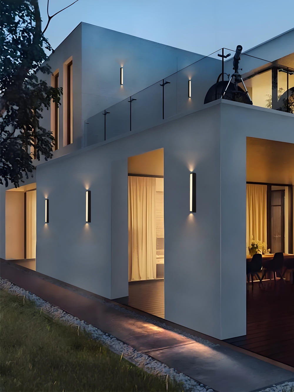 23.6" Modern Dimmable Outdoor LED Wall Sconce, 10W 3000K Warm White